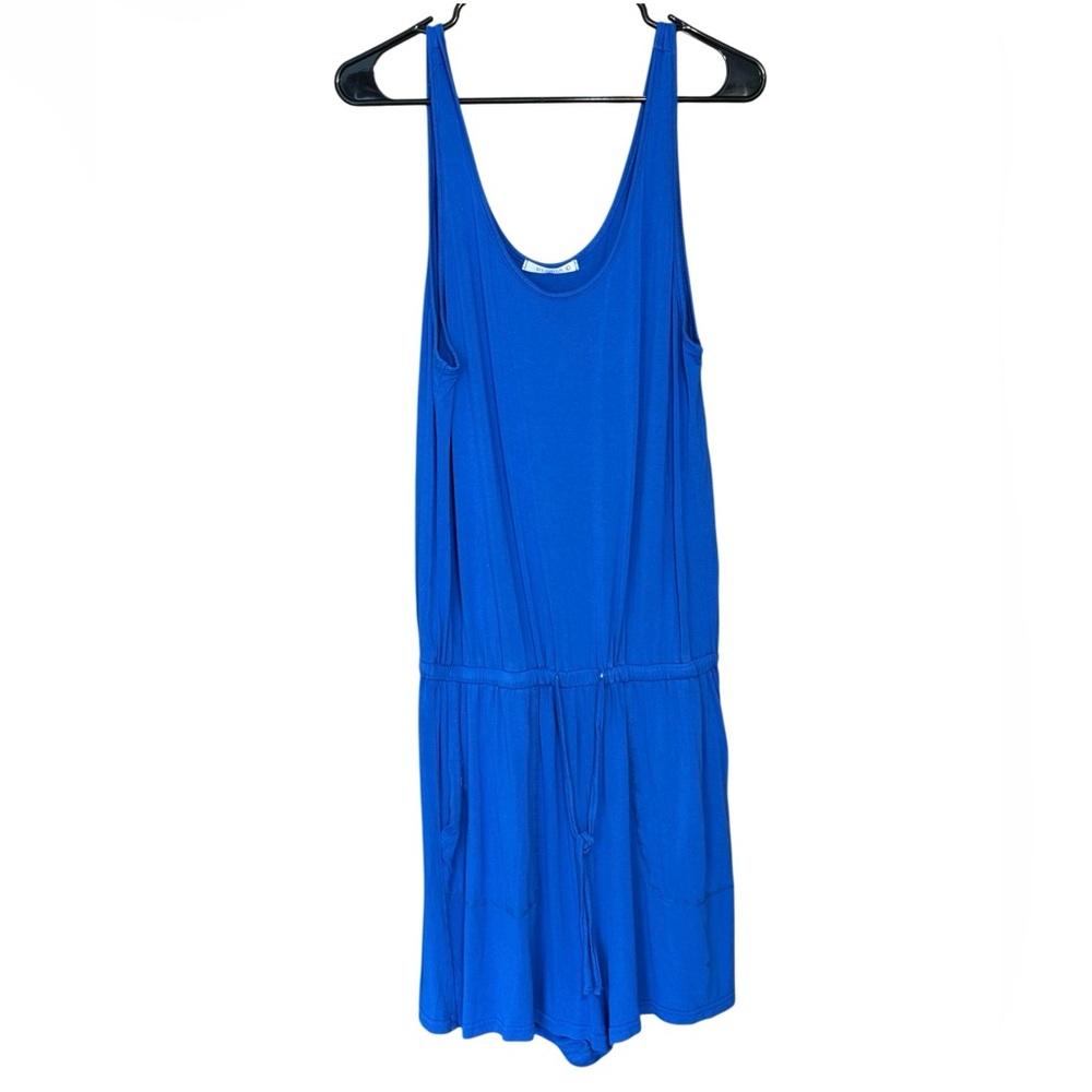 Reoria Cobalt Blue Romper Large Sleeveless Drawstring Travel Lounge - Picture 3 of 4